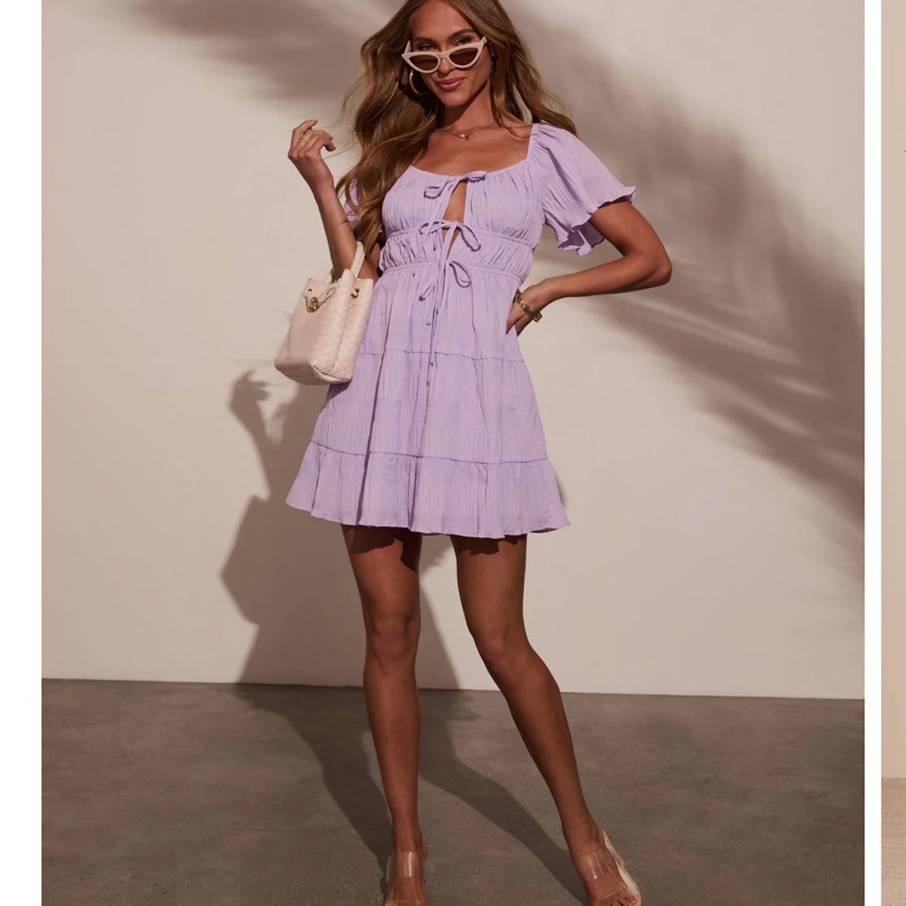 Vici Lavender Tiered Babydoll Mini Dress